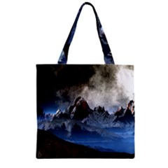 Mountains Moon Earth Space Zipper Grocery Tote Bag