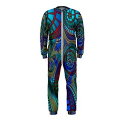 Fractal Abstract Line Wave Design Onepiece Jumpsuit (kids) by Pakrebo