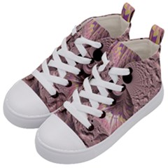 Fractal Tender Rose Cream Kids  Mid-top Canvas Sneakers by Pakrebo