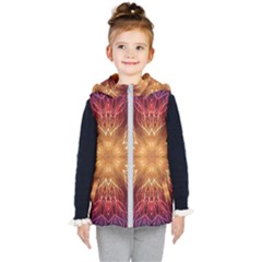 Fractal Abstract Artistic Kids  Hooded Puffer Vest by Pakrebo