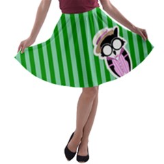 Candy-green-stripes-01 A-line Skater Skirt by TransfiguringAdoptionStore