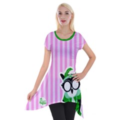 Candy-pink-stripes-01 Short Sleeve Side Drop Tunic