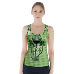 Funny Mushroom Skulls With Crow And Butterflies Racer Back Sports Top by FantasyWorld7