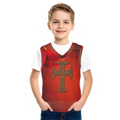 Wonderful Celtic Cross On Vintage Background Kids  Sportswear by FantasyWorld7