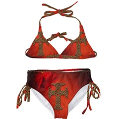 Wonderful Celtic Cross On Vintage Background Kids  Classic Bikini Set by FantasyWorld7