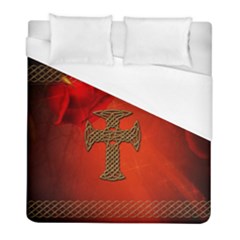 Wonderful Celtic Cross On Vintage Background Duvet Cover (Full/ Double Size)