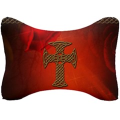 Wonderful Celtic Cross On Vintage Background Seat Head Rest Cushion by FantasyWorld7