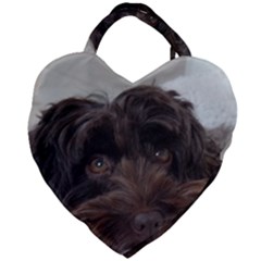 Laying In Dog Bed Giant Heart Shaped Tote by pauchesstore