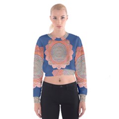 Boho Bliss Peach Metallic Mandala Cropped Sweatshirt by beautyskulls