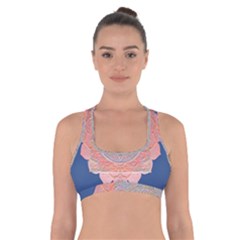 Boho Bliss Peach Metallic Mandala Cross Back Sports Bra by beautyskulls