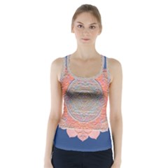 Boho Bliss Peach Metallic Mandala Racer Back Sports Top