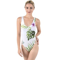 Tropical flowers High Leg Strappy Swimsuit