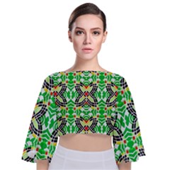 Modern Vintage Butterfly Geometric Tie Back Butterfly Sleeve Chiffon Top by beautyskulls