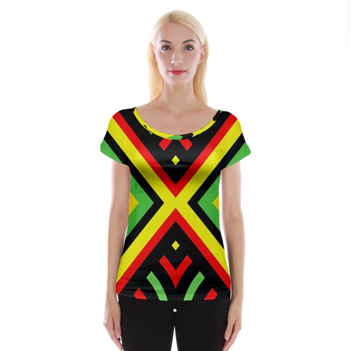 Reggae Vintage Geometric Vibrations Cap Sleeve Top