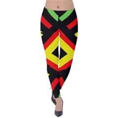 Reggae Vintage Geometric Vibrations Velvet Leggings by beautyskulls