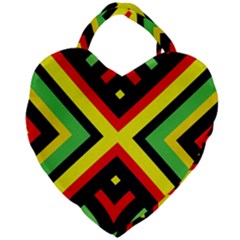 Reggae Vintage Geometric Vibrations Giant Heart Shaped Tote by beautyskulls