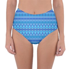 Stunning Luminous Blue Micropattern Magic Reversible High-waist Bikini Bottoms by beautyskulls