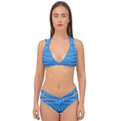 Stunning Luminous Blue Micropattern Magic Double Strap Halter Bikini Set by beautyskulls