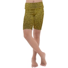 Gold Sparkles Kids  Lightweight Velour Cropped Yoga Leggings by retrotoomoderndesigns