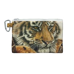 Tiger Cub  Canvas Cosmetic Bag (medium) by ArtByThree