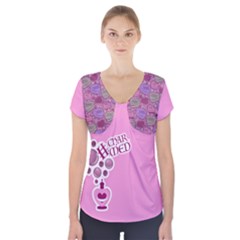 Charming-pink-swatch-01 Short Sleeve Front Detail Top by TransfiguringAdoptionStore