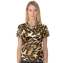 Luxury Animal Print V-Neck Sport Mesh Tee