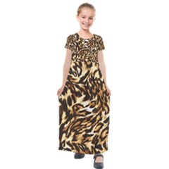 Luxury Animal Print Kids  Short Sleeve Maxi Dress