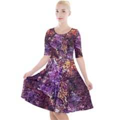 Colorful Rusty Abstract Print Quarter Sleeve A-line Dress by dflcprintsclothing