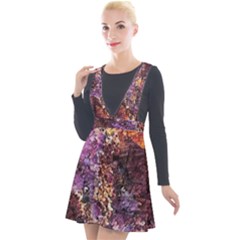Colorful Rusty Abstract Print Plunge Pinafore Velour Dress by dflcprintsclothing