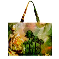 Awesome Funny Mushroom Skulls With Roses And Fire Zipper Mini Tote Bag by FantasyWorld7