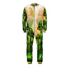 Awesome Funny Mushroom Skulls With Roses And Fire Onepiece Jumpsuit (kids)