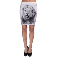 Lion Wildlife Art And Illustration Pencil Bodycon Skirt by Sudhe