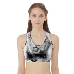 Lion Wildlife Art And Illustration Pencil Sports Bra With Border by Sudhe