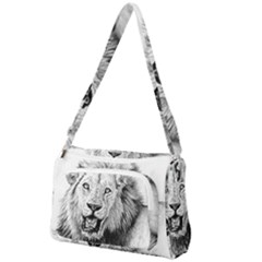 Lion Wildlife Art And Illustration Pencil Front Pocket Crossbody Bag by Sudhe