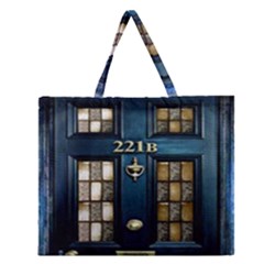 Tardis Sherlock Holmes 221b Zipper Large Tote Bag by Sudhe