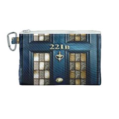 Tardis Sherlock Holmes 221b Canvas Cosmetic Bag (medium) by Sudhe