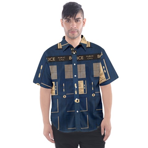 Tardis Poster Men s Short Sleeve Shirt by Sudhe