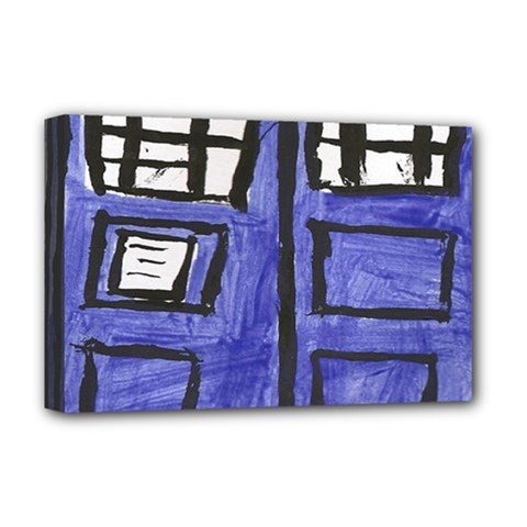 Tardis Painting Deluxe Canvas 18  X 12  (stretched) by Sudhe