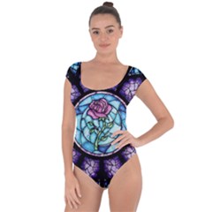 Cathedral Rosette Stained Glass Beauty And The Beast Short Sleeve Leotard  by Sudhe