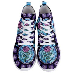 Cathedral Rosette Stained Glass Beauty And The Beast Men s Lightweight High Top Sneakers by Sudhe