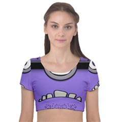 Evil Purple Velvet Short Sleeve Crop Top  by Sudhe