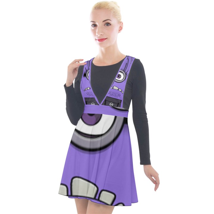 Evil Purple Plunge Pinafore Velour Dress
