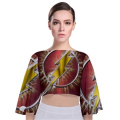 Flashy Logo Tie Back Butterfly Sleeve Chiffon Top by Sudhe