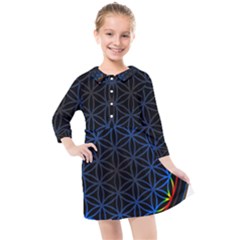 Flower Of Life Kids  Quarter Sleeve Shirt Dress by Sudhe