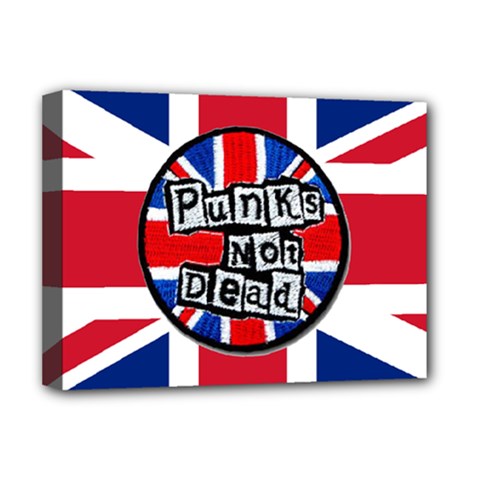 Punk Not Dead Music Rock Uk United Kingdom Flag Deluxe Canvas 16  X 12  (stretched)  by Sudhe