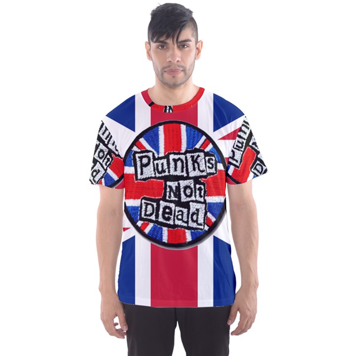 Punk Not Dead Music Rock Uk United Kingdom Flag Men s Sports Mesh Tee