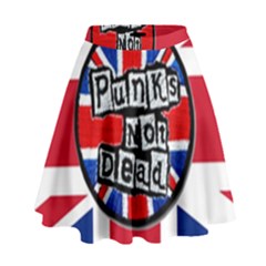 Punk Not Dead Music Rock Uk United Kingdom Flag High Waist Skirt by Sudhe