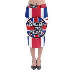Punk Not Dead Music Rock Uk United Kingdom Flag Midi Pencil Skirt by Sudhe