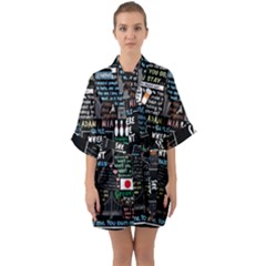 Book Quote Collage Quarter Sleeve Kimono Robe by Sudhe