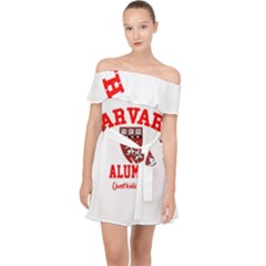 Harvard Alumni Just Kidding Off Shoulder Chiffon Dress by Sudhe